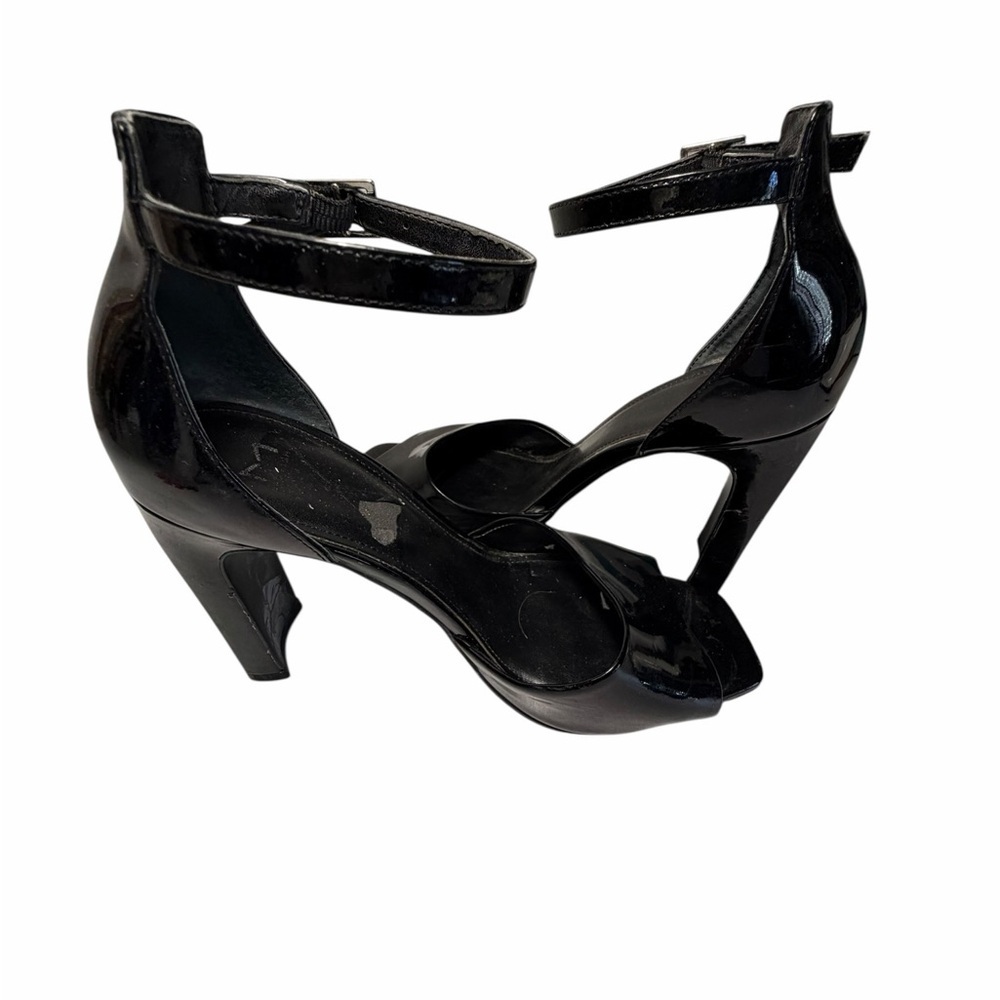 Marc Fisher Black Patent Peep Toe Ankle-Strap Women's Heels Sz 7M